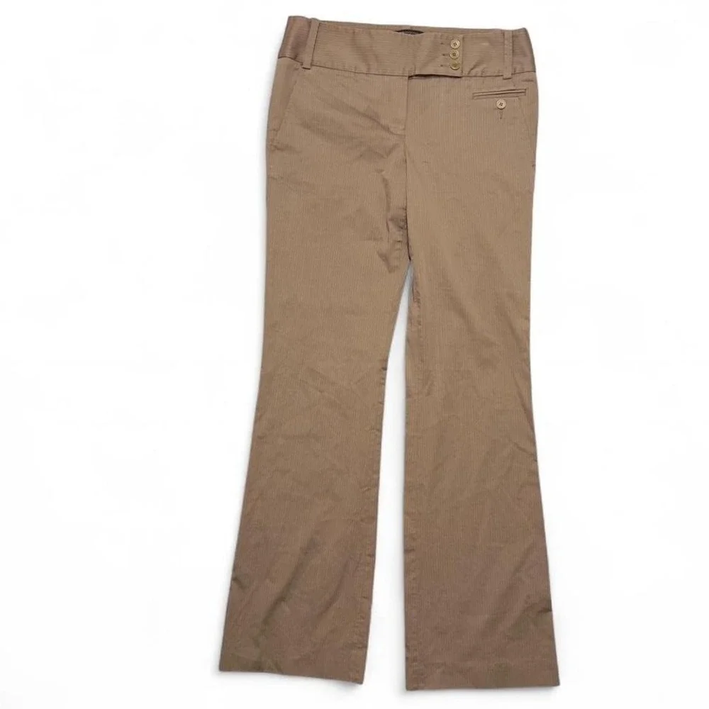 Y2K BCBGMAXAZRIA Brown Pinstripe Trouser Pants Mid Rise‎ Flared Size 6